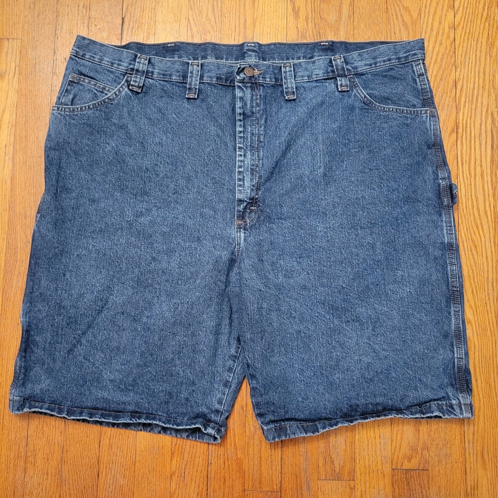 Wrangler 48 Carpenter Shorts Blue Denim Utility Skater Work Summer Dad Cargo Y2K